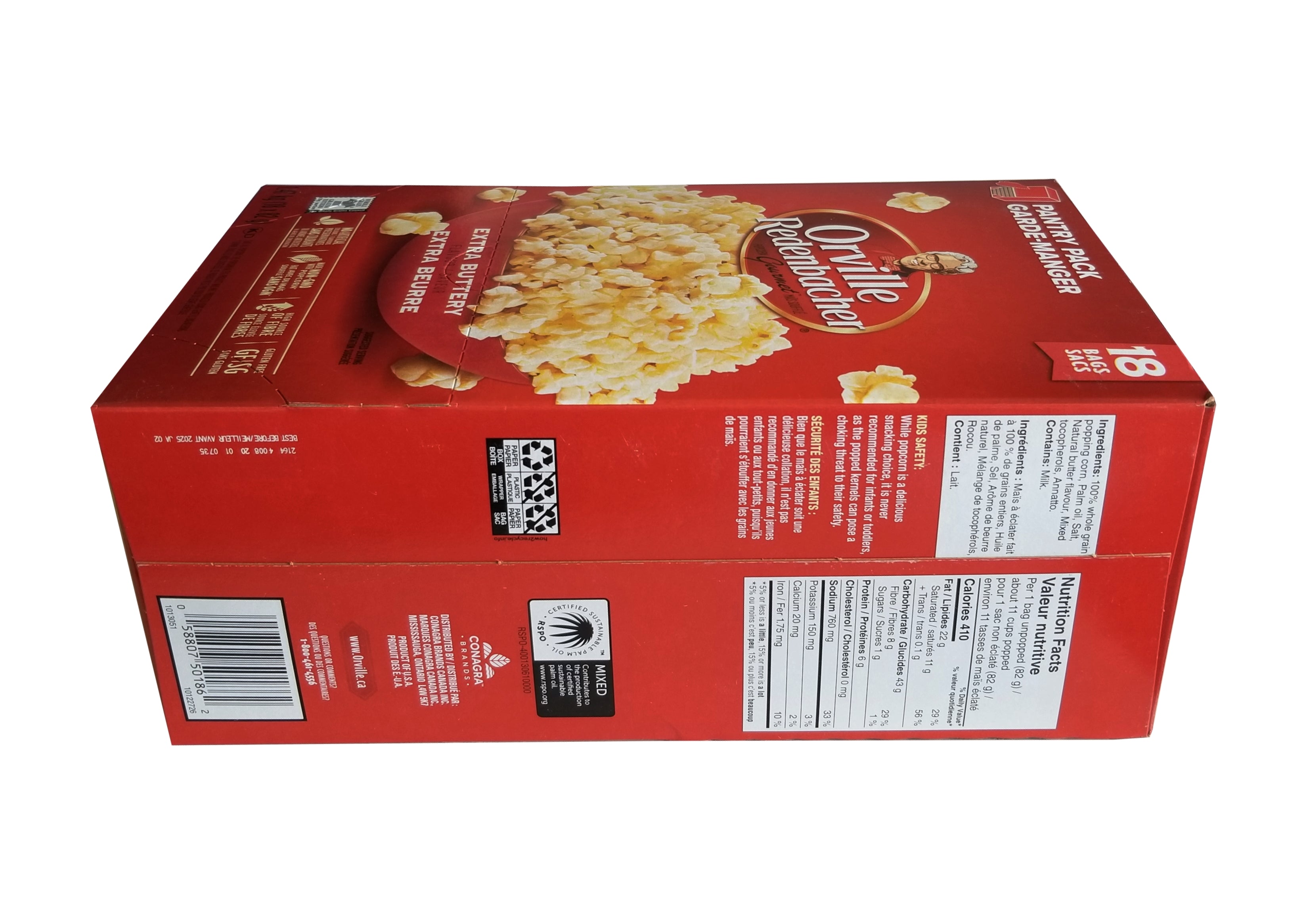 Orville Redenbacher Popcorn, Microwave Extra Buttery, Popping Corn Bags, 18pk, 1.47kg/3.2 lb